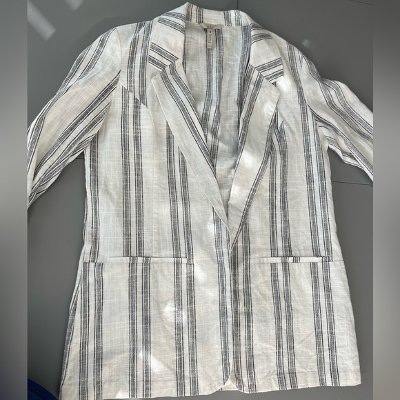 [M]DKR Gray Striped Linen Blend Women's Open Blazer - Picture 10 of 15
